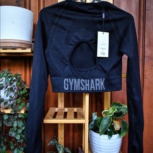 Gymshark Black/Charcoal Medium Flex Sports Long Sleeve Crop Top